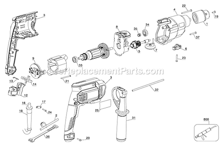 Page A Diagram and Parts List for PC650HD Type 2 Porter Cable Hammer Drill